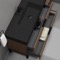 Walnut Bathroom Vanity With Black Sink, Free Standing, 48